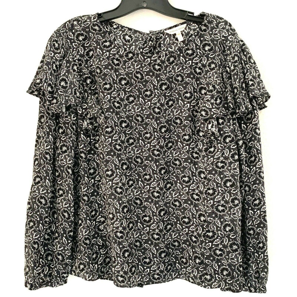 Rebecca Taylor Blouse 8 Silk Ruffle Shoulders
